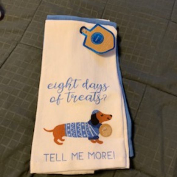 Set of 3 Eight days of treats Chanukah dachshund dish towels - Picture 2 of 6